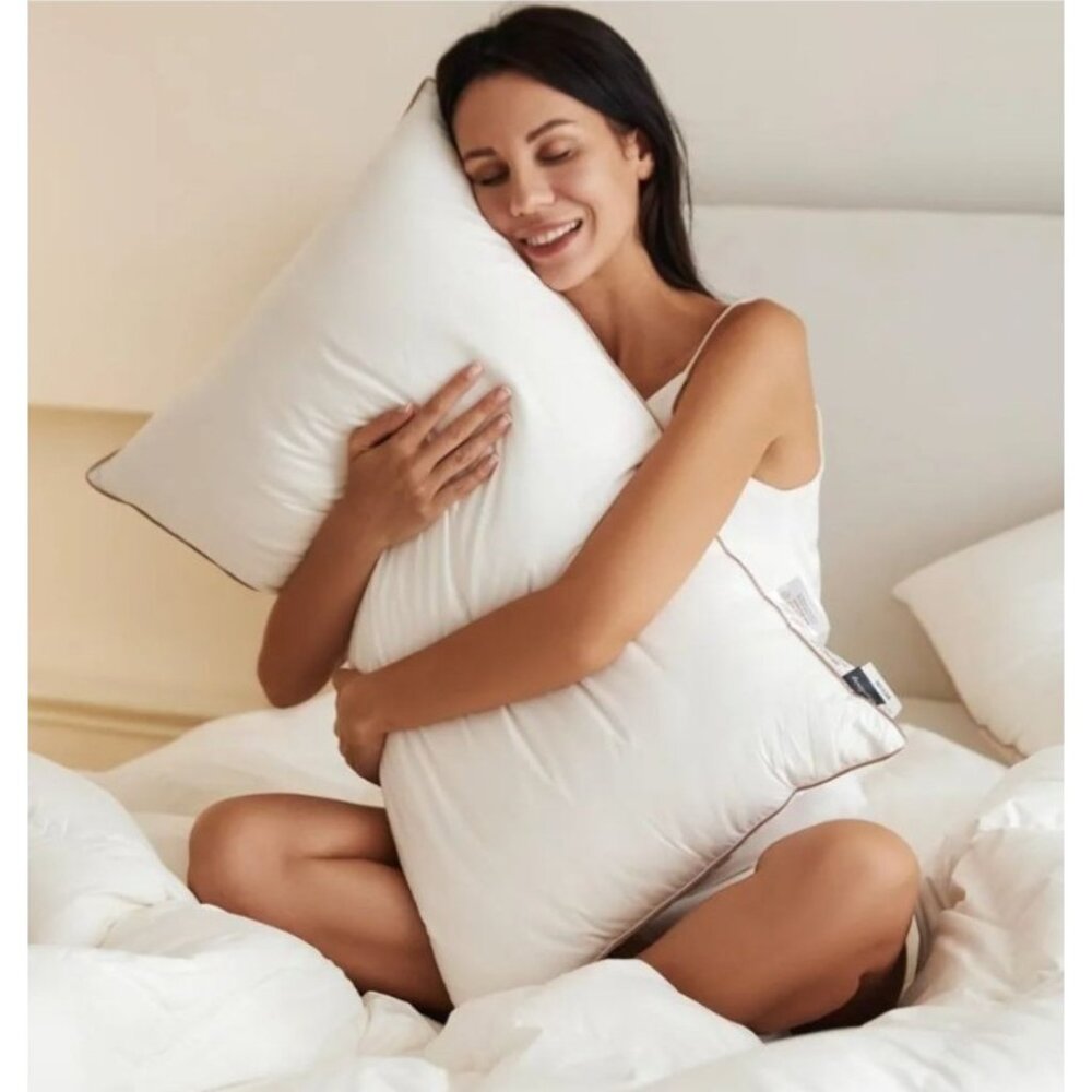 Royoliving Premium Duck Feather Down Bed Pillow Comfort Queen Size 30"x 20" Gift